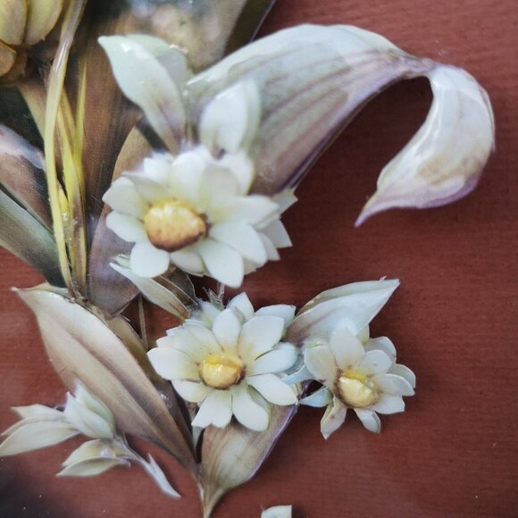 Vintage 3D Decoupage Yellow Tulips Picture In Wooden Frame 14"x12" - Picture 8 of 12